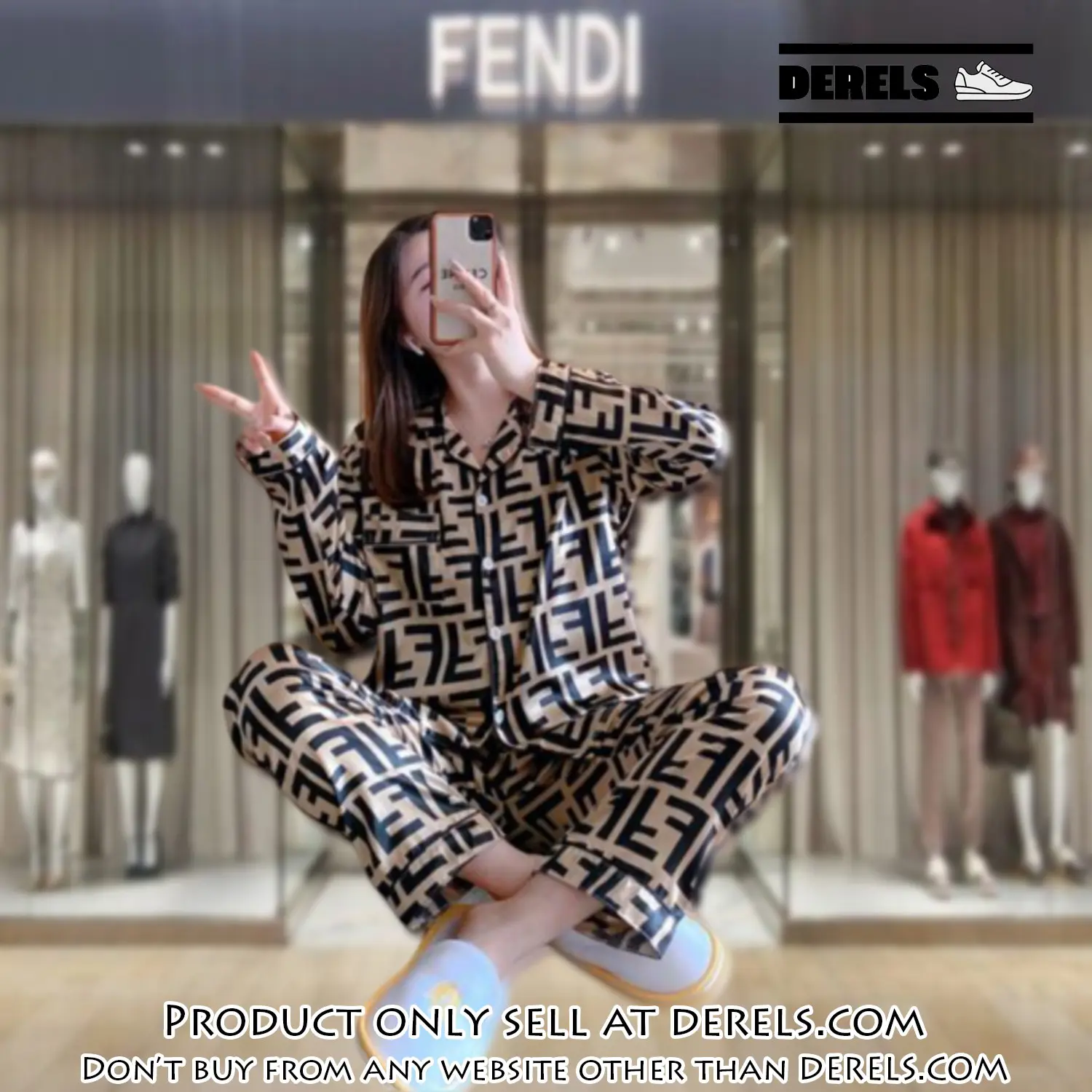 Trending luxury fashion fendi satin pajama set pjs1046 dr3447372
